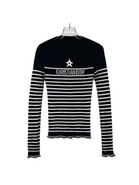 Dior Multicolor Striped Letter Intarsia Cotton Knit Sweater (2022 Collection)